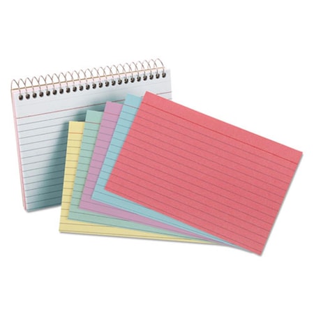 4 X 6 Spiral Index Cards - 50 Cards, Assorted Colors